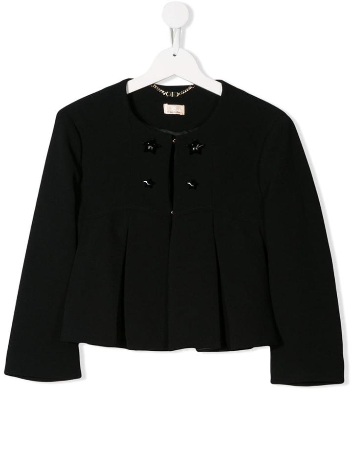 Elisabetta Franchi La Mia Bambina Pleated Star Jacket - Black