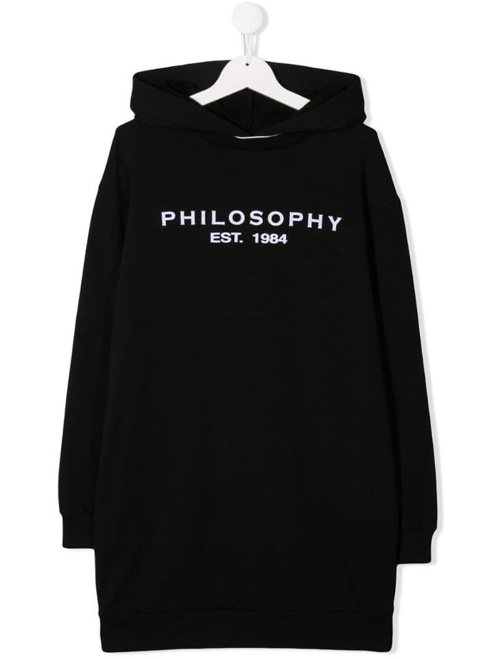 Philosophy Di Lorenzo Serafini Kids Logo Print Hoodie Dress - Black