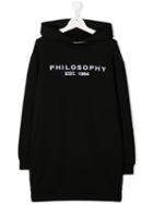 Philosophy Di Lorenzo Serafini Kids Logo Print Hoodie Dress - Black