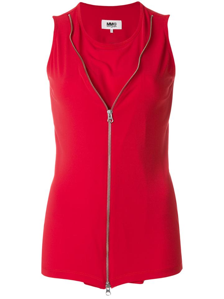 Mm6 Maison Margiela Zipped Tank Top - Red