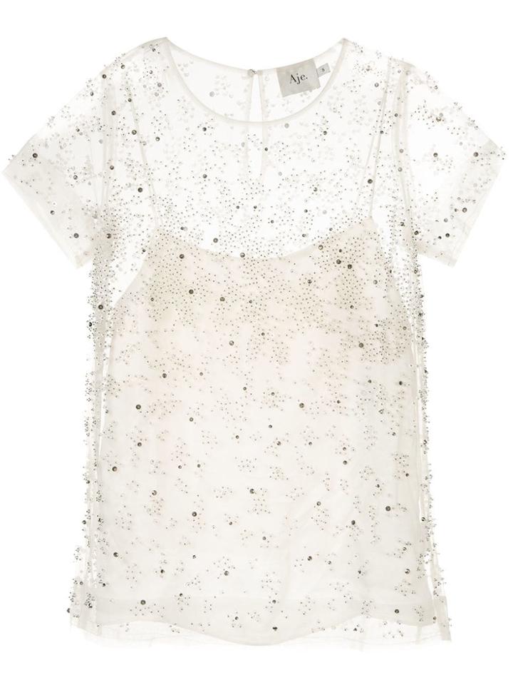 Aje Embellished Sheer Blouse - White