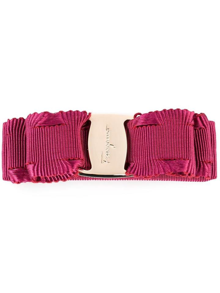 Salvatore Ferragamo Logo Embossed Hair Clip, Women's, Cotton/rayon/plastic/brass