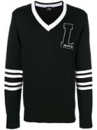 Les (art)ists Striped Sleeve V-neck - Black