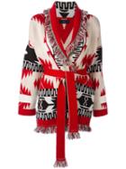 Alanui Aztec Pattern Cardigan, Women's, Size: Medium, Red, Cashmere