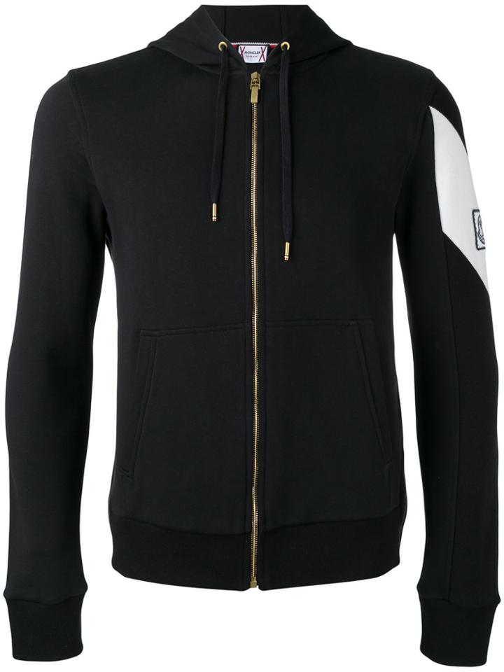 Moncler Gamme Bleu Logo Plaque Zipped Hoodie - Black