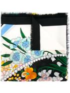 Fendi Floral Print Scarf, Women's, White, Cotton/silk