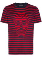 Alexander Mcqueen Stripe T Shirt With Skull - Red