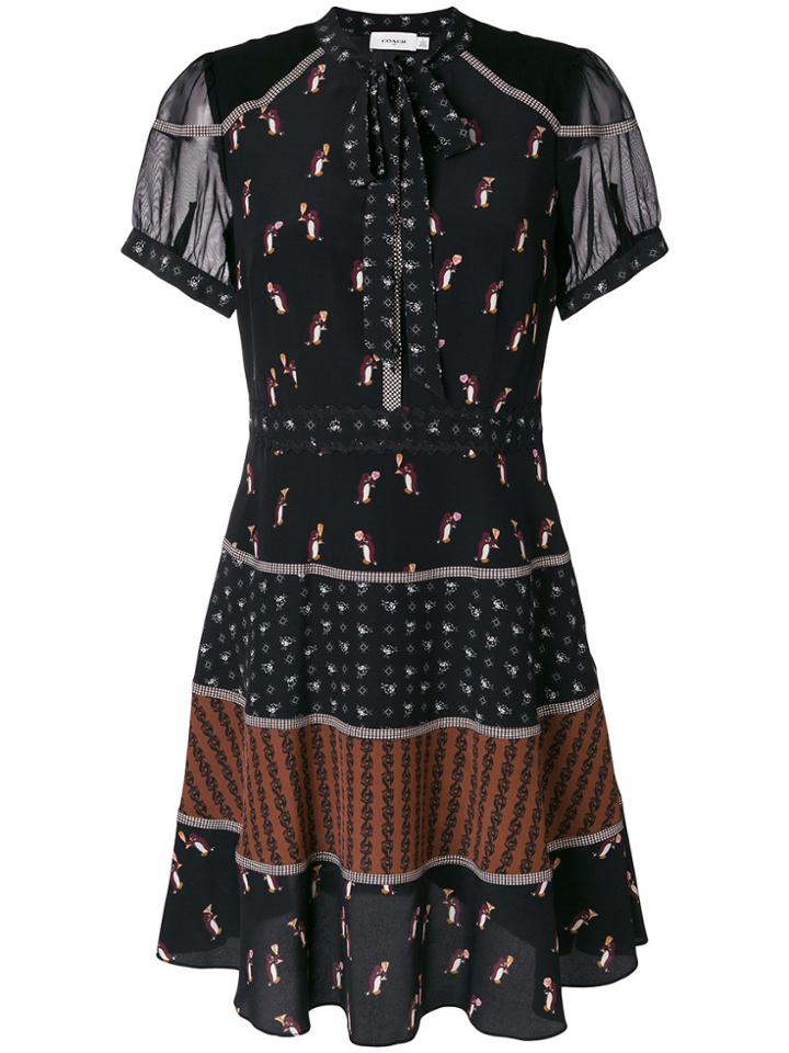 Coach Georgette Tie Neck Dress - Black