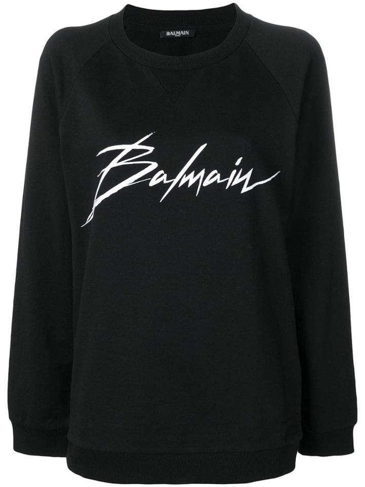 Balmain Crewneck Signature Sweatshirt - Black