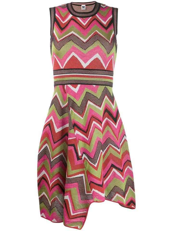 M Missoni Sleeveless Knitted Chevron Dress - Pink