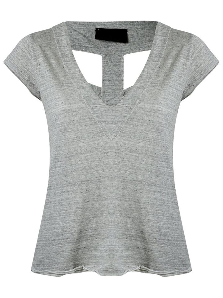 Andrea Bogosian V-neck Blouse, Women's, Size: P, Grey, Cotton/polyester