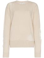 Helmut Lang Distressed Wool Blend Sweater - Neutrals