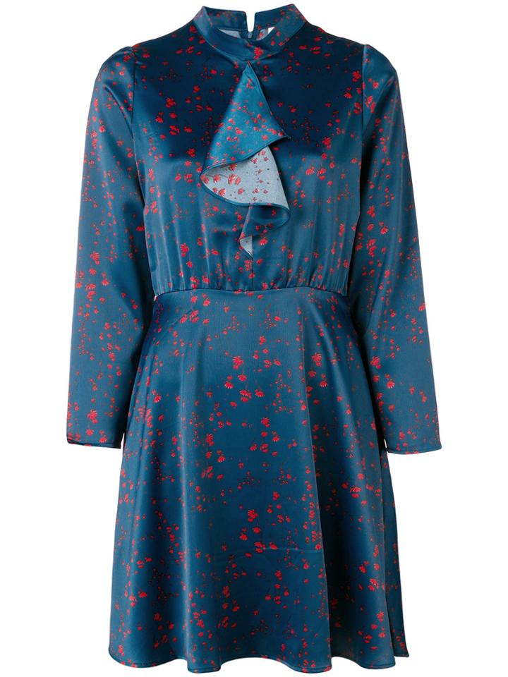 Won Hundred Cascade Ruffle Front Fitted Waist Dress - Blue