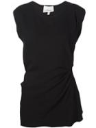 3.1 Phillip Lim Ruched Raw Edge Tank Top, Women's, Size: 4, Black, Acetate/viscose