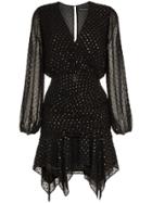 Haney Tavi V Neck Handkerchief Hem Dress - Black