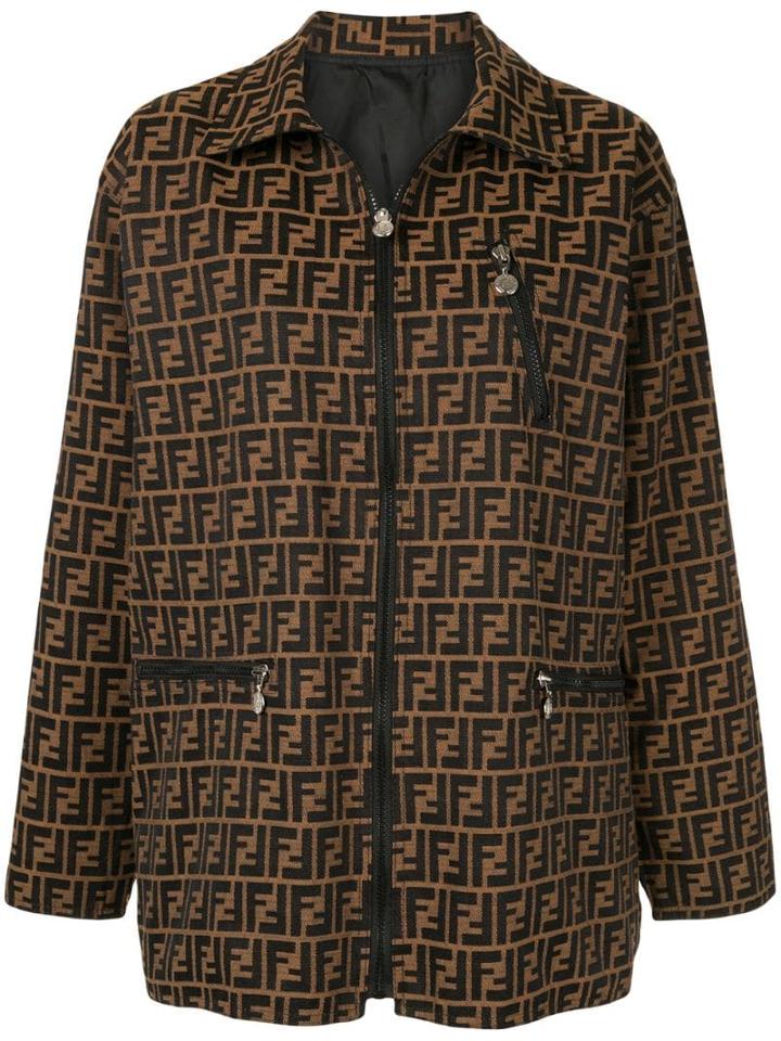 Fendi Pre-owned Monogram Zipped Coat - Brown