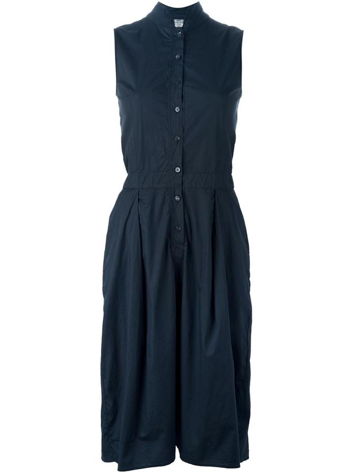 Kristensen Du Nord Button Fastening Sleeveless Dress, Women's, Size: 3, Blue, Cotton/spandex/elastane