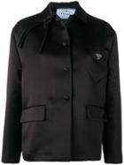 Prada Bow Embellished Coach Jacket - Black