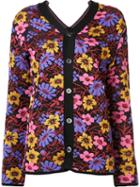 Comme Des Garçons Floral Pattern Cardigan, Women's, Size: Medium, Black, Acrylic/wool