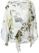 Roberto Cavalli Draped Sleeve Printed Blouse