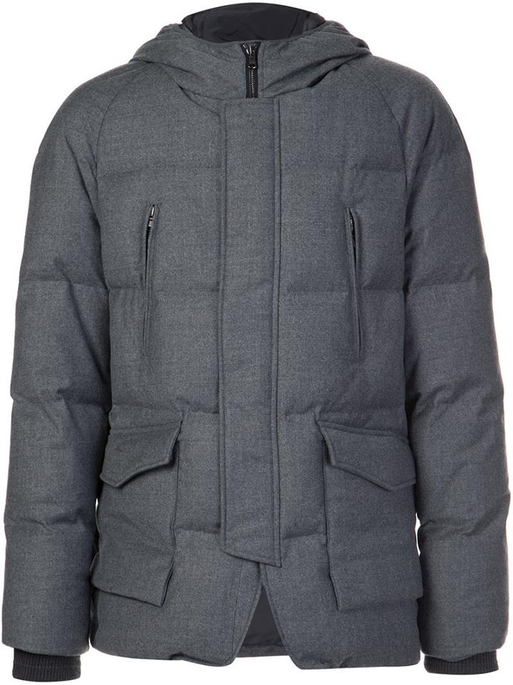 Wooyoungmi Hooded Puffer Jacket, Men's, Size: 52, Grey, Wool