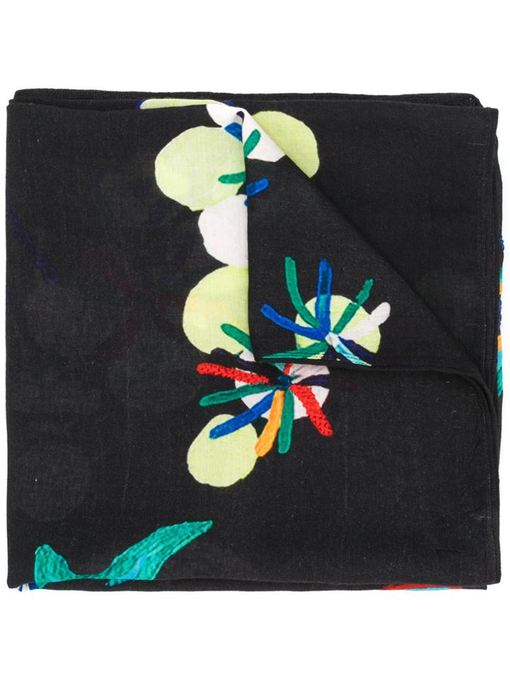 Diesel Floral Embroidered Scarf - Black