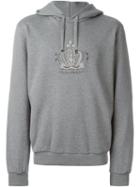 Dolce & Gabbana Embroidered Crown Hoodie, Men's, Size: 54, Grey, Cotton