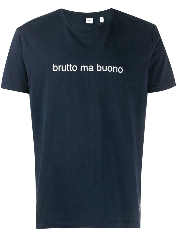 Aspesi 'brutto Ma Buono' Print T-shirt - Blue