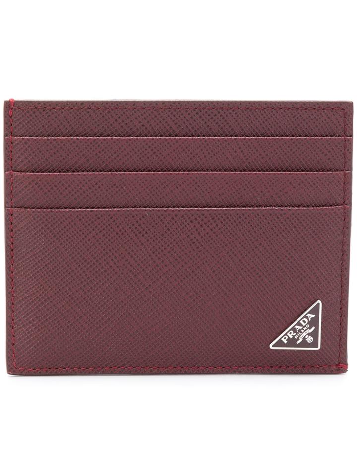 Prada Logo Plaque Card Holder - Red