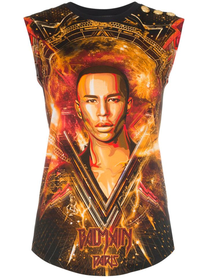 Balmain Olivier Rousteing Printed Tank Top - Yellow & Orange