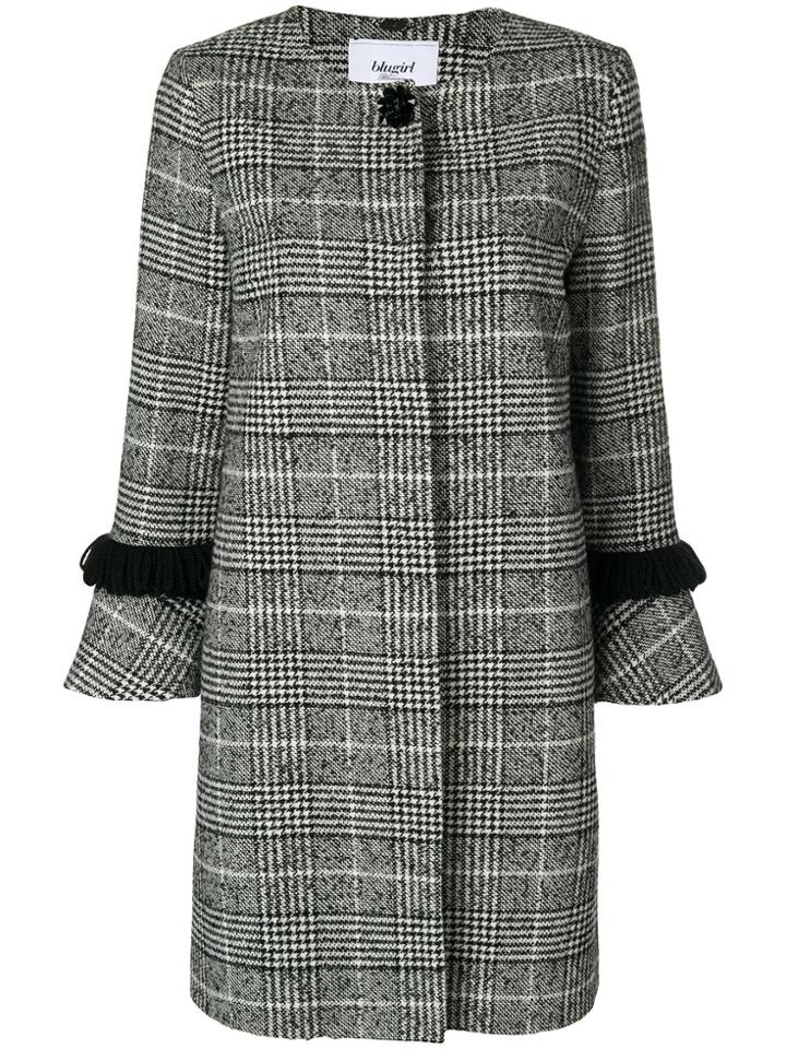 Blugirl Fringed Check Coat - Black