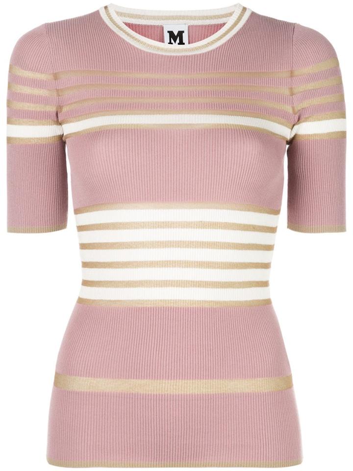 M Missoni Striped-knit T-shirt - Pink