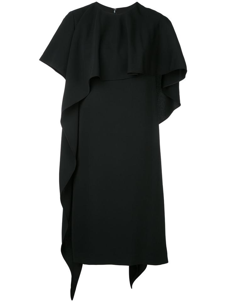 Le Ciel Bleu - Asymmetric Cape Dress - Women - Polyester - 36, Black, Polyester