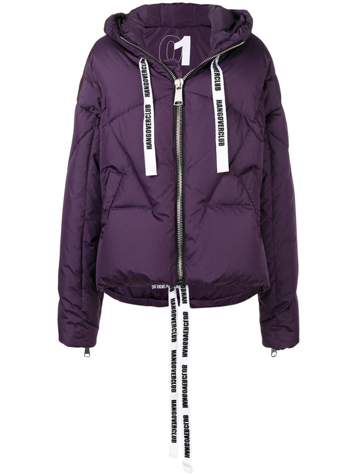 Khrisjoy Logo Tape Puffer Jacket - Pink & Purple