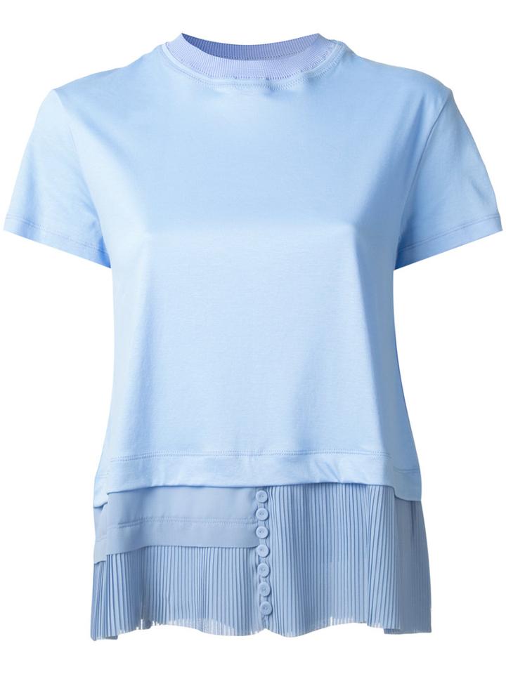 Carven Layered Pleated T-shirt, Women's, Size: Medium, Blue, Cotton