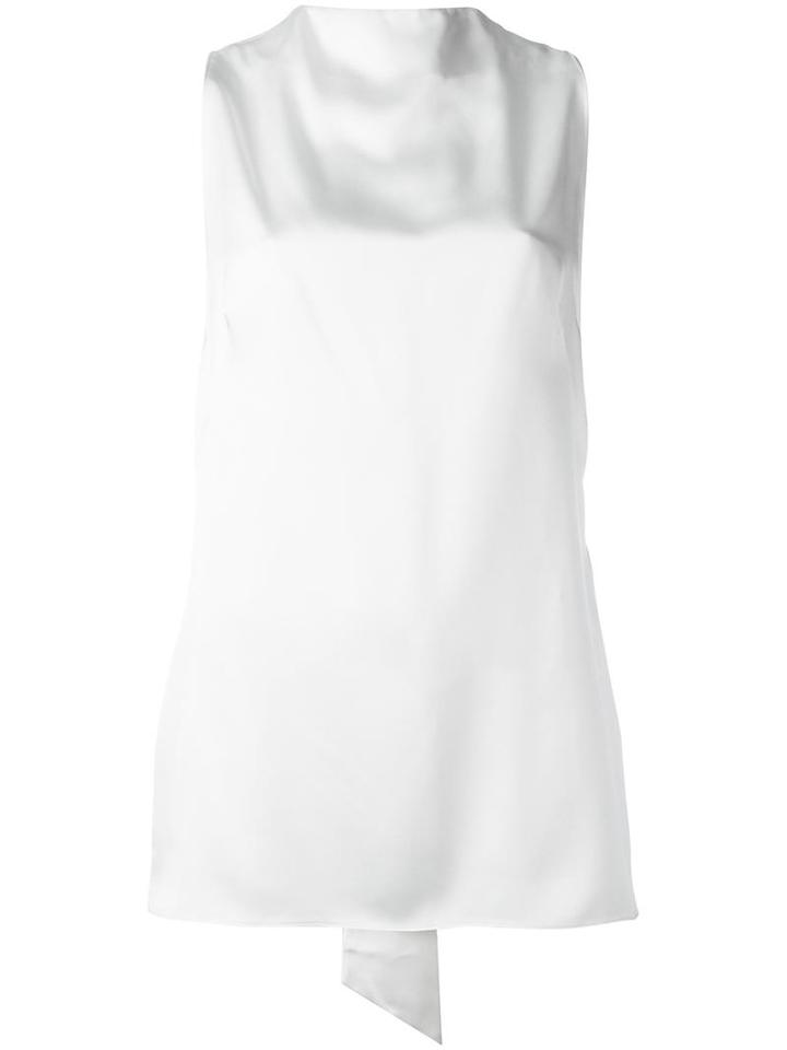 Tom Ford Tie Collar Top, Women's, Size: 40, White, Silk