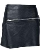 Saint Laurent Zipped Mini Skirt, Women's, Size: 40, Black, Lamb Skin/metal