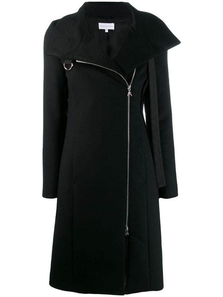 Patrizia Pepe Off-centre Zipped Coat - Black