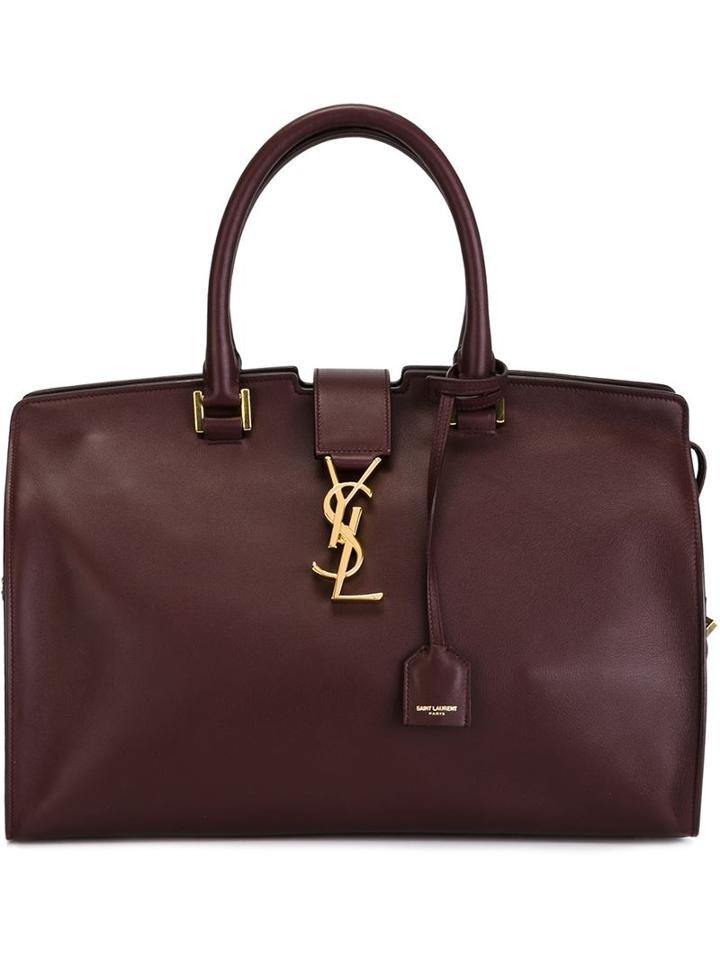 Saint Laurent Medium Cabas Monogram Tote, Women's, Red, Calf Leather