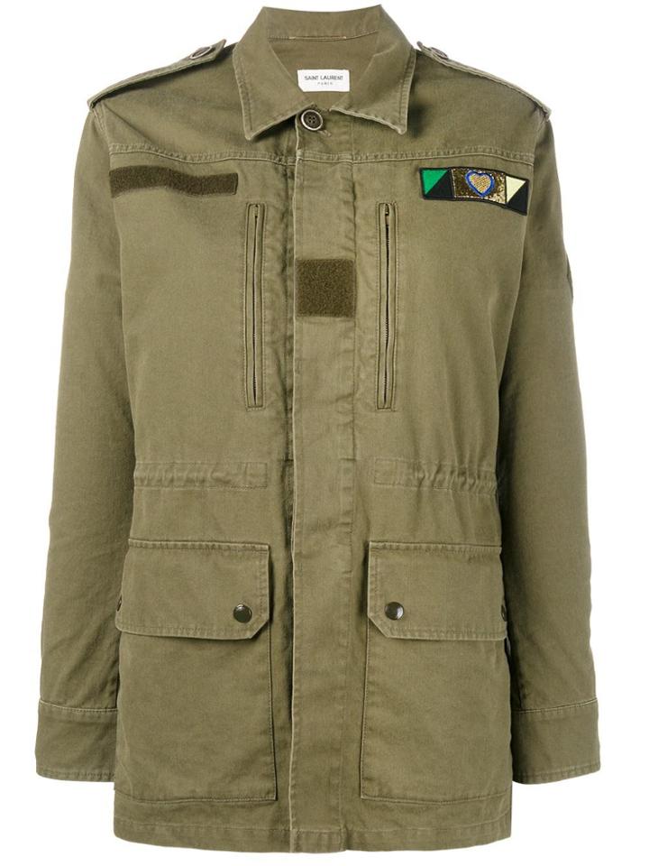 Saint Laurent Love Logo Military Parka - Green
