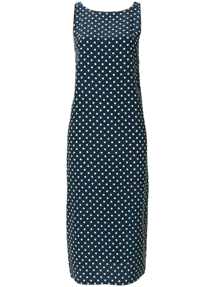 Aspesi V-back Polka Dot Dress - Blue