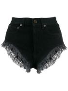 Saint Laurent Distressed Denim Shorts - Black