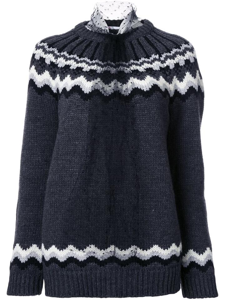Red Valentino Chrevron Detail Jumper, Women's, Size: Small, Grey, Acrylic/wool/alpaca