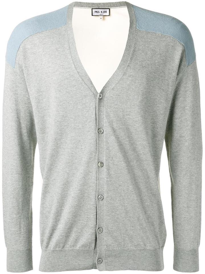 Paul & Joe V-neck Cardigan, Men's, Size: Small, Grey, Silk/cotton