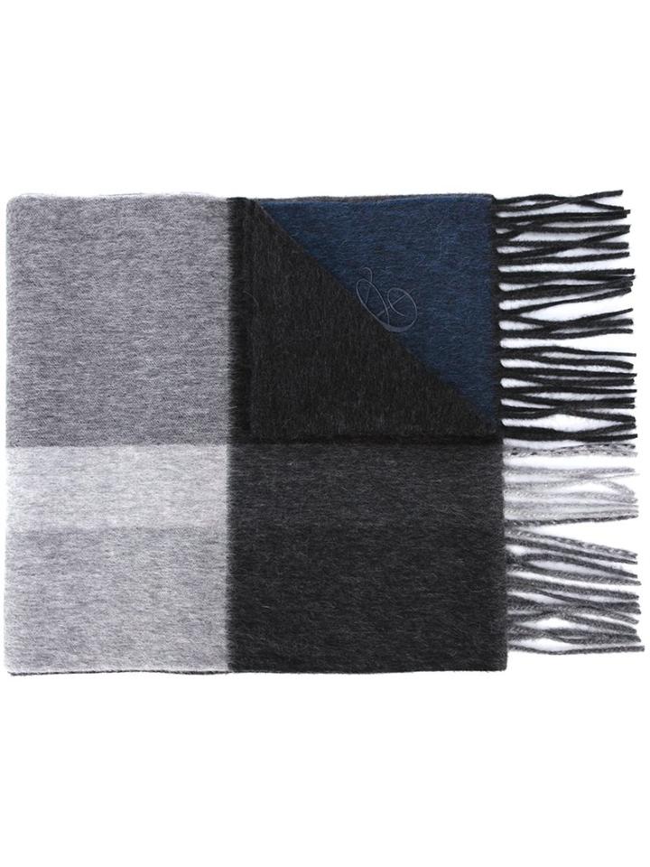 Canali Colour Block Scarf, Men's, Grey, Angora/wool