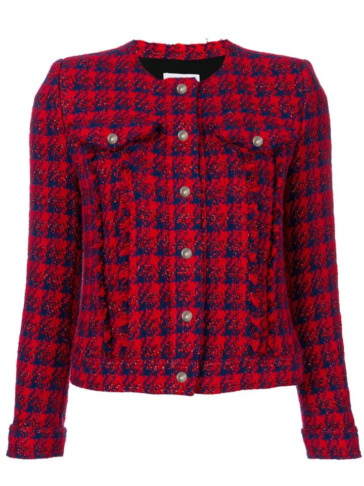 Iro Checked Button Jacket - Red