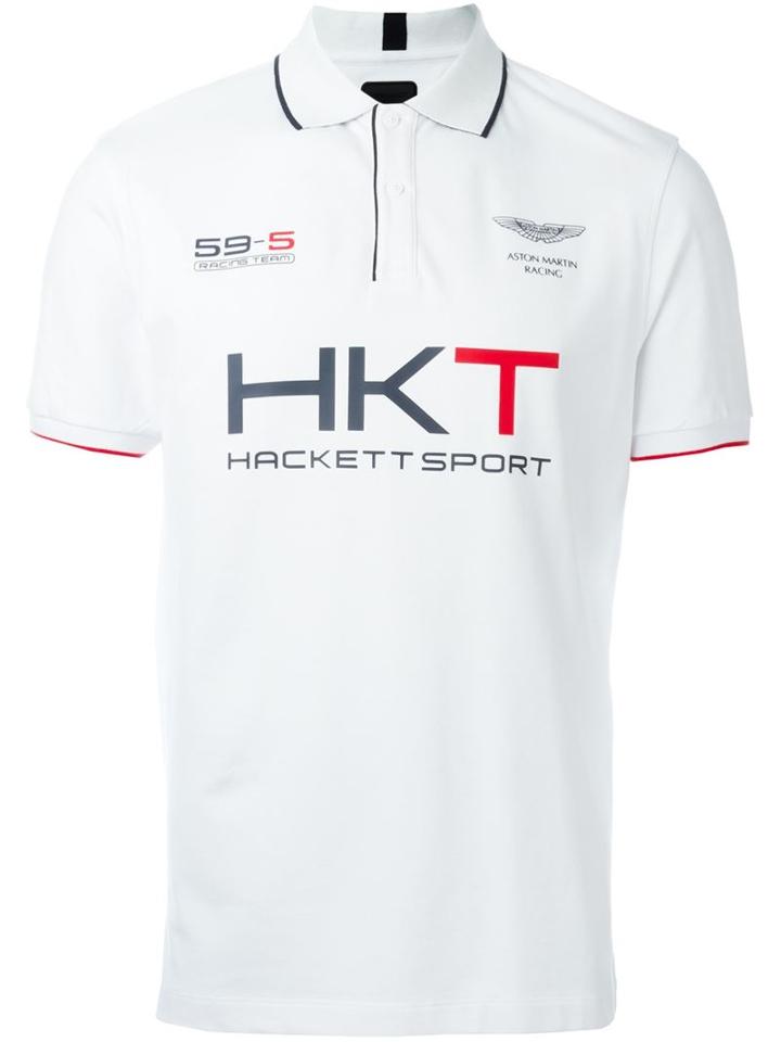 Hackett Aston Martin Racing Polo Shirt, Men's, Size: L, White, Cotton/spandex/elastane