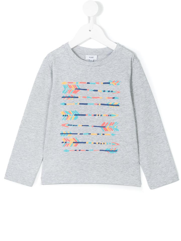Knot - Arrow Print Top - Kids - Cotton - 5 Yrs, Grey
