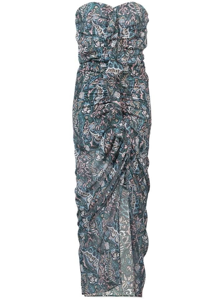 Veronica Beard Ruched Paisley Dress - Blue