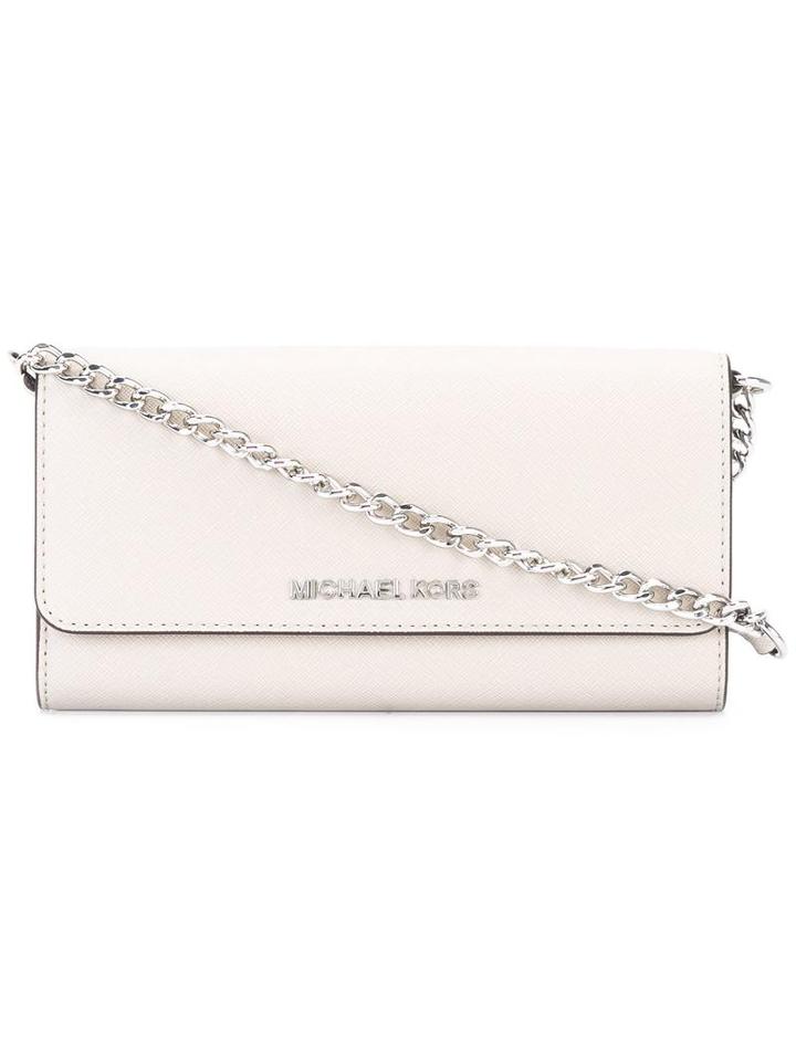 Michael Michael Kors Small 'jet Set Travel' Foldover Chain Clutch, Women's, Grey